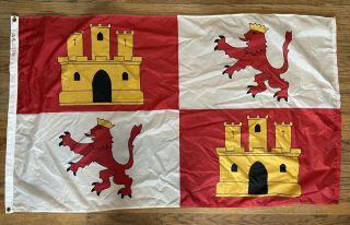 Vtg Dettra Dura - Lite Nylon 3x5 Flag - Royal Standard Of Spain
