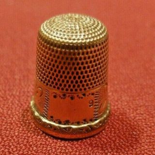 Antique Vintage Simon Brothers Gold Filled Thimble Size 9 Vineyard Grapes Flx