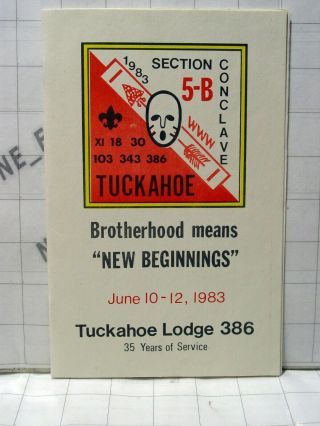 Bsa Boy Scout 1983 Tuckahoe Lodge 386 5b Conclave Program Schedule Booklet