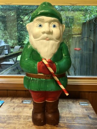 Vntg 1990 Plastic Blow Mold Christmas Elf Gnome Union Products 28 " Featherstone