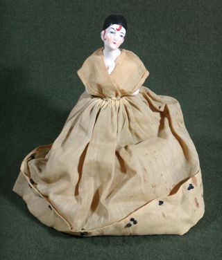 Antique Art Deco Lady Pierrot Half Doll Clown Germany