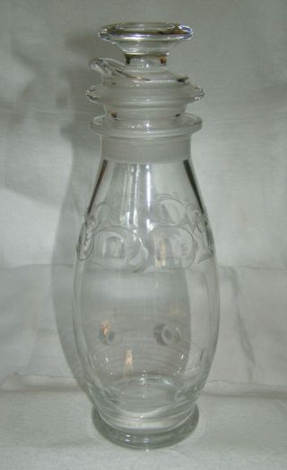 Vintage Heisey Glass Co.  Clear Crystal Cocktail Shaker,  Strainer & Top