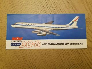 Vtg 1959 United Airlines Dc - 8 Jet Mainliner Douglas Aircraft Info Brochure