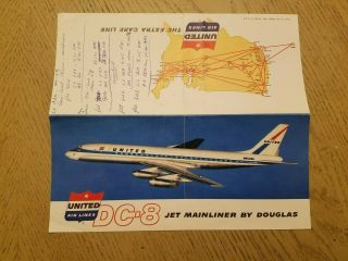 VTG 1959 United Airlines DC - 8 Jet Mainliner Douglas Aircraft Info Brochure 2