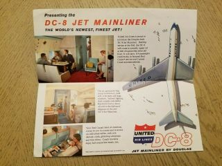 VTG 1959 United Airlines DC - 8 Jet Mainliner Douglas Aircraft Info Brochure 3