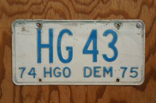 1974 1975 Hidalgo Mexico License Plate Low Hg - 43