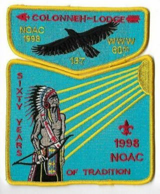 Boy Scout Oa 137 Colonneh Lodge 1998 Noac 60th Anniversary Flap Set