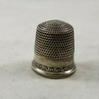 Antique Waite Thresher Co Sterling Silver Thimble Early American Rhode Island