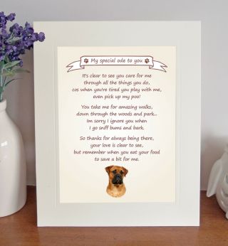 Bullmastiff Thank You From The Dog Poem 8 X 10 Picture/10x8 Print Novelty Gift