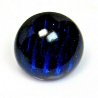 Antique Vtg Button Deep Cobalt Blue Glass W Stripes Charmstring G1