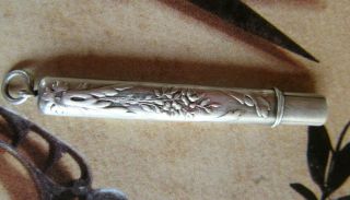 Lovely French Antique Solid Silver Pencil Lead / Needles Case Holder