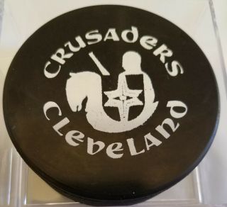 1974 - 75 Wha Cleveland Crusaders Vintage Official Size Puck Made In Czechoslovaki