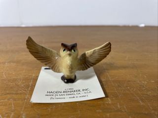 Vintage 1986 Hagen Renaker Porcelain Ceramic Miniature Figurine Owl Spread Wings