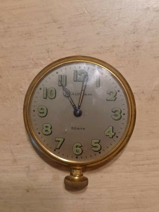 Vintage Waltham 8 Day Travel Clock 1930 
