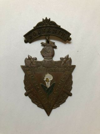 Vtg 1908 Souvenir Rochester Indiana 8th Regiment Encampment Schwaab S&s Co Medal