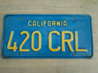 Vintage California License Plate - Blue Yellow