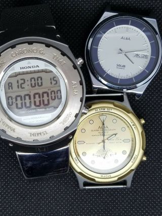 Rare Seiko Vintage Digital Watch Set Giugiaro Design W680 V103 V600 Honda