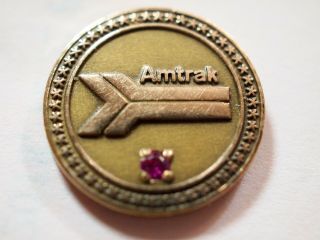 Amtrak Pin Railroad Emblem Employee Service Award Tie Tack Pin 1/10 10k Gold