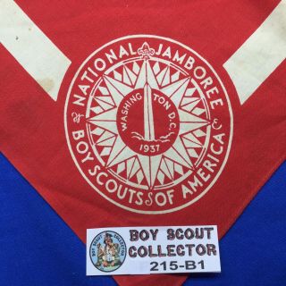 Boy Scout 1937 National Jamboree Red Neckerchief Cut - Triangle Not Full Square