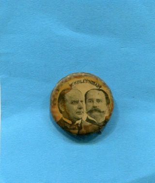 1896 Presidential Campaign Mckinley & Hobart Jugate Pin Back Button 22mm Wh & Ho