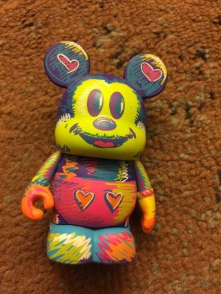Disney Vinylmation 3 " D - Tour Series 1 Mickey Mouse Hearts Scribbles Chalk Figure