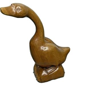 Vintage Wooden Wood Goose 10 " Mid Century Modern,  Hand Carved Folk Art Euc