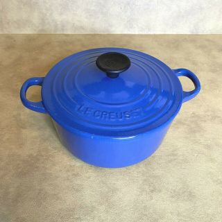Le Creuset 18 Cast Iron Blue Enamel Dutch Oven 2 Quart Pot Vintage