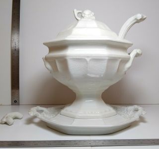 Red Cliff Ironstone Vintage White Ironstone Soup Tureen C.  1960 Red Cliff,  Il