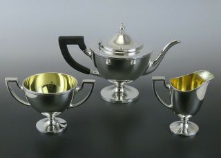 3pc Tiffany & Co Sterling Silver 19th Century Georgian Style Demitasse Tea Set