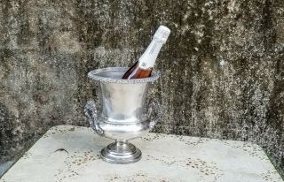 Vintage Silver Plate Trophy Style Champagne Bucket With Ornate Handles
