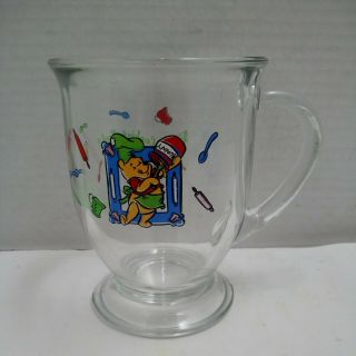Winnie The Pooh Glass Mug Footed Clear Coffee Cup - What 