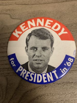 1968 3.  5 " Robert F Kennedy Bobby Rfk Campaign Pin Button Badge Political