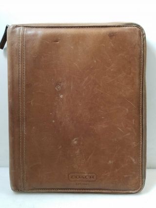 Vintage Coach Brown Leather Zip Portfolio Folder - Cs
