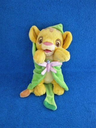 Disney Parks Lion King Simba Baby Cub 11 " Plush W/velour Leaf Blanket