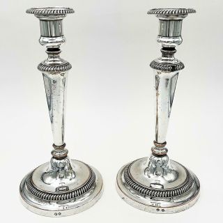 Matthew Boulton Pair Old Sheffield Plate Candlesticks George Iii C1815 11 Inches