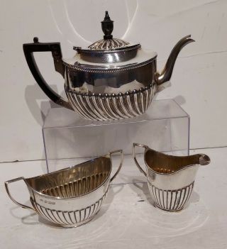 Antique 3pc.  Sterling Silver Tea Set.  Mappin & Webb Early Hallmarks.  400 Grams.