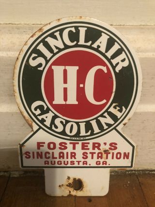 Sinclair HC Gasoline Fosters Sinclair Station Metal License Plate Topper Sign 2