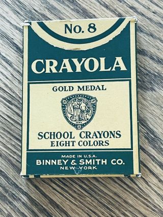 Vintage 1941 Crayola School Crayons 8 Colors With Type 4c Wrappers.