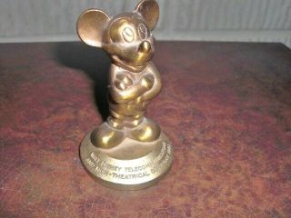 Vintage 1980 Mickey Mouse Brass Statue Paperweight Video Vhs Division Scarce