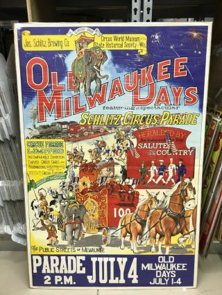 Vintage Old Milwaukee Circus Poster 28 " X 42 " 1966 Great Circus Parade Poster