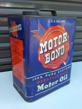 Vintage Motor Oil Can Motor Bond Motor Oil Can 2 Gallon Can Oil Can