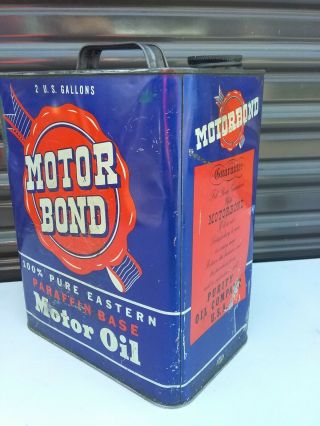 Vintage Motor Oil Can Motor Bond Motor Oil can 2 Gallon Can oil can 2