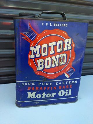 Vintage Motor Oil Can Motor Bond Motor Oil can 2 Gallon Can oil can 3