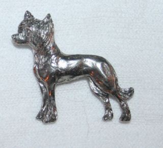 Chinese Crested Dog Fine Pewter Pin Jewelry Art Usa Made