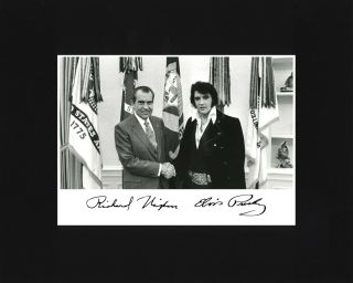 President Richard Nixon Elvis Presley Autograph Large Black Matted Photo