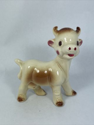 Vintage 1950s Rempel Diamond Pottery Ceramic Milky The Cow Figurine Freestnading