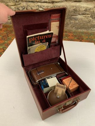 Vintage Polaroid Land Camera Model 95 W/case & Light & Accessories 1950’s