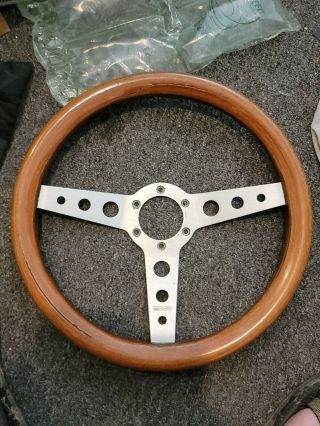 Momo Steering Wheel Heritage Indy Wood Silver Spokes 350mm