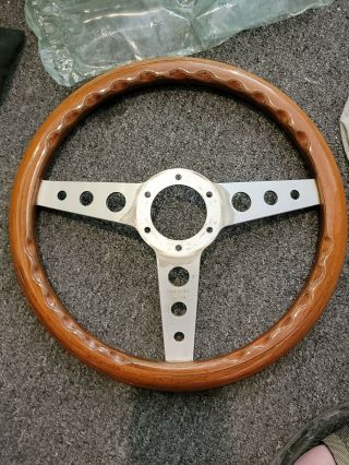 MOMO Steering Wheel Heritage Indy Wood Silver Spokes 350mm 2