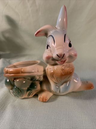 Vintage Walt Disney “thumper  Planter Ceramic Glazed Figurine 7  High